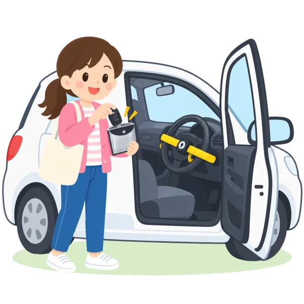 自動車盗を防ぐ様子のイラスト