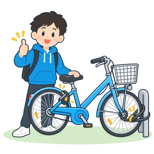 自転車盗を防ぐ様子のイラスト