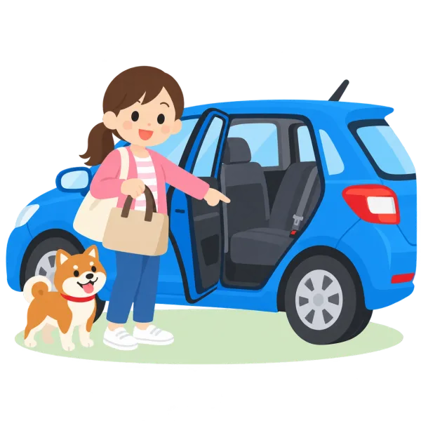 車上ねらいを防ぐ様子のイラスト